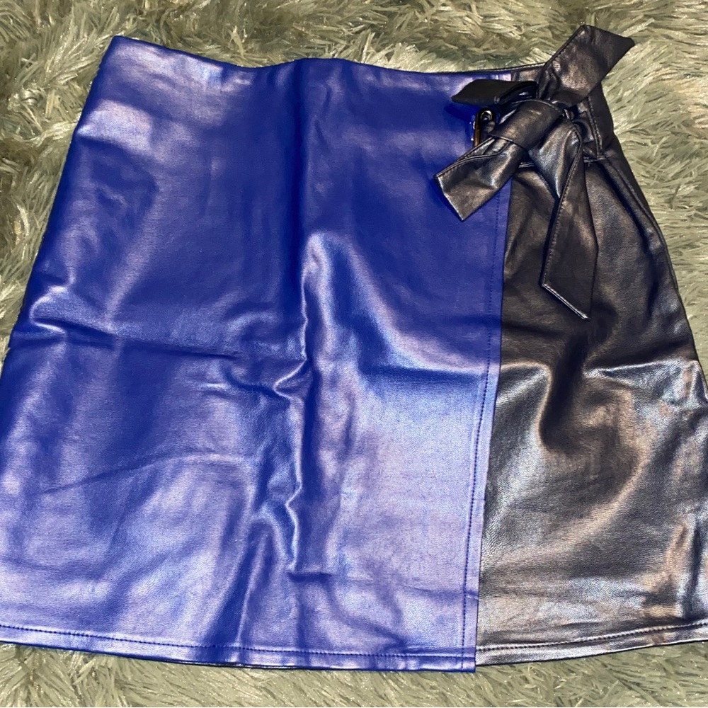 KLING Royal Blue/Navy Blue Leather Skirt